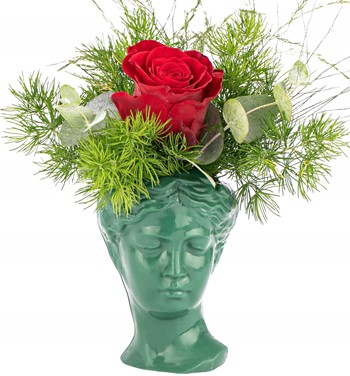 Mini Helen Serisi Kırmızı Gül Tasarım - Koyu Yeşil