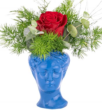 Mini Helen Serisi Kırmızı Gül Tasarım - Kobalt Mavisi