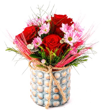 Sweet Candy Serisi Trio Kırmızı Gül ve Krizantem Tasarım