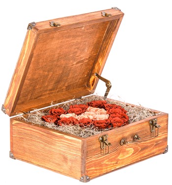 Ahşap Sandıkta Chocolate Solmayan Güller