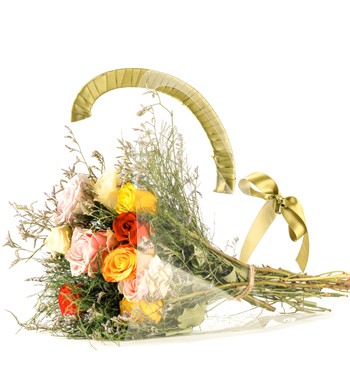 Şeffaf Taşıma Çantasında Mix Gül Buketi