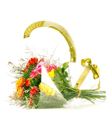 Şeffaf Taşıma Çantasında Mix Mini Gül Buketi