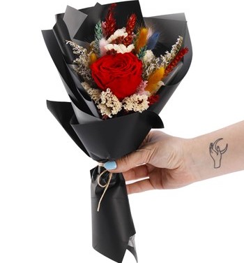 Mini Solmayan Gül Buketi - Kırmızı