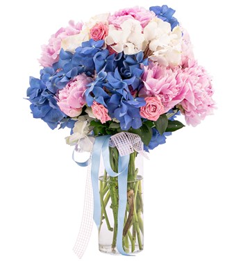 şakayık ve mavi ortanca