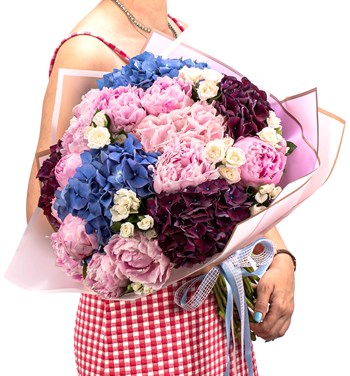 şakayık ve ortanca buketi