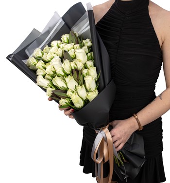 ithal beyaz gül buketi