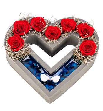 kalp saksıda solmayan gül