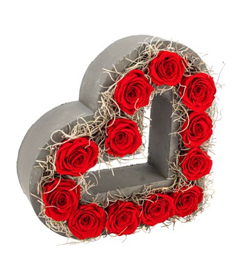 kalp saksıda solmayan kırmızı gül