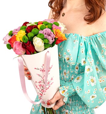 rengarenk gül buketi