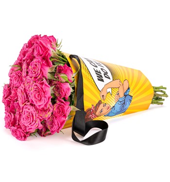 küçük fuşya gül buketi