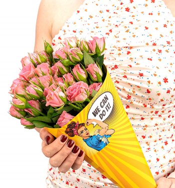 mini pembe gül buketi