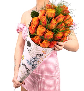 ithal turuncu gül buketi